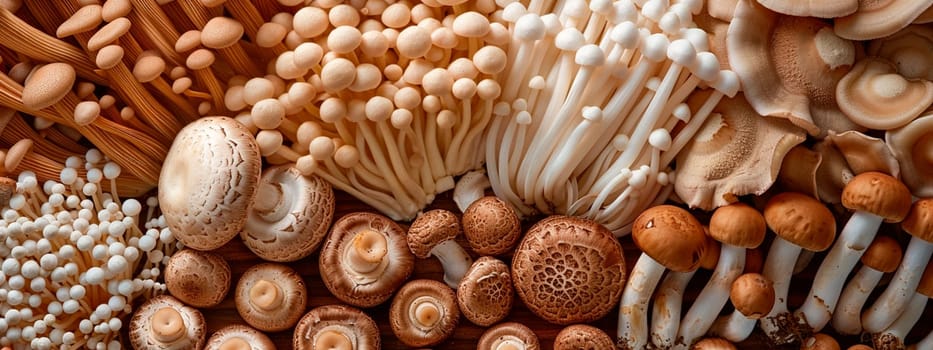 different mushrooms on the table. Selective focus. food.