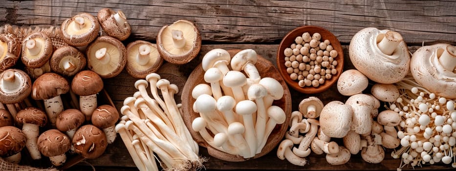 different mushrooms on the table. Selective focus. food.