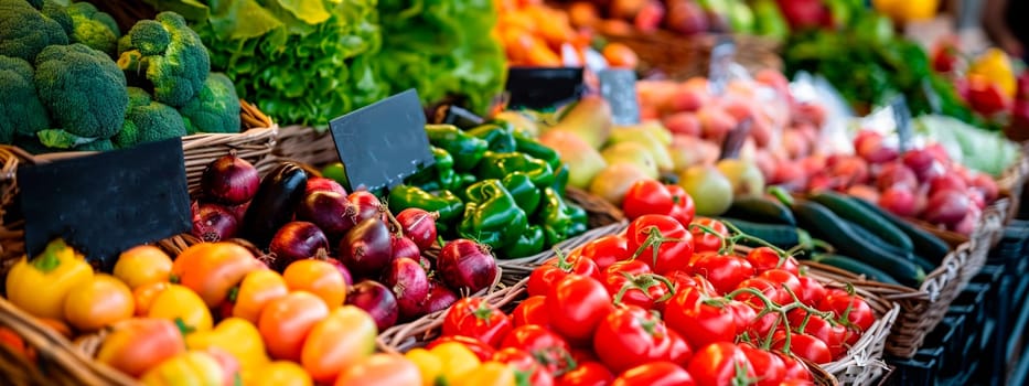 many different fresh vegetables at the market. Selective focus. Food.