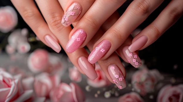 woman's hands with beautiful manicure. Selective focus. color.