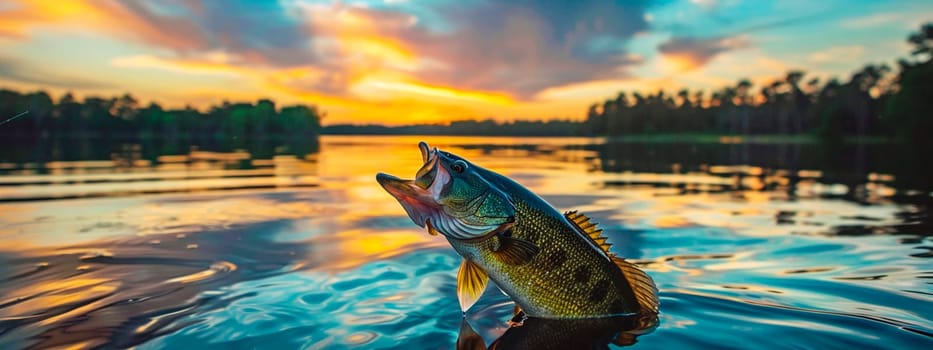 a big fish jumps out of the water. Selective focus. nature.