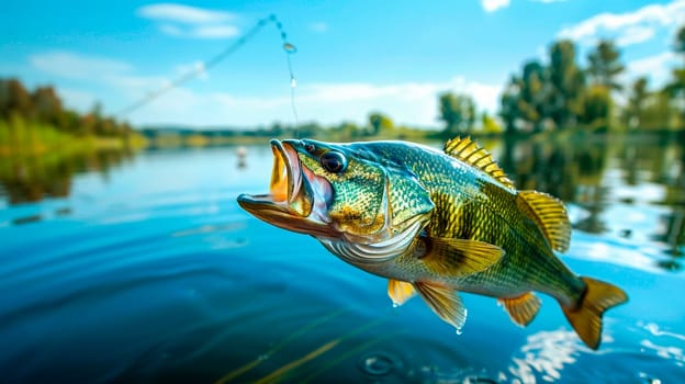 a big fish jumps out of the water. Selective focus. nature.