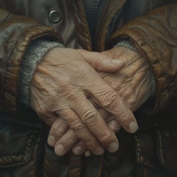 A close up shot of a person holding their hands together with fingers crossed.