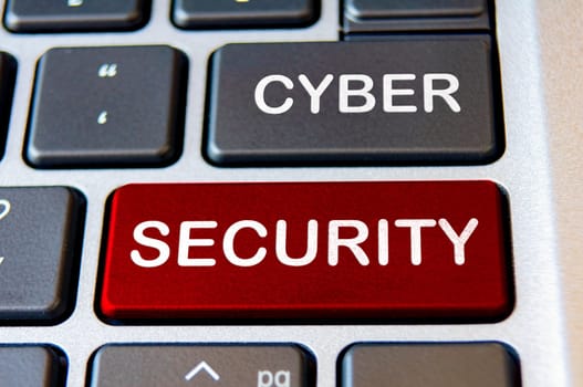 Cyber Security Text on laptop keyboards. Online security concept.