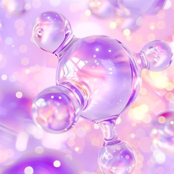 Hyaluronic acid molecular elements. Background for cosmetic product.