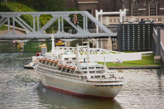 Toy cruise ship at Madurodam Park, Netherlands.