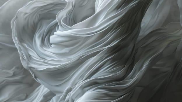 Close-up of crumpled white fabric creating abstract patterns and textures.