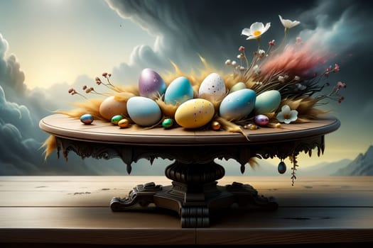 Abstract Easter background, Easter eggs. AI generated image.