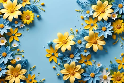 beautiful abstract background with bright flowers. AI generated image.