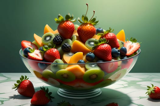 fruit salad with strawberries AI generated image.