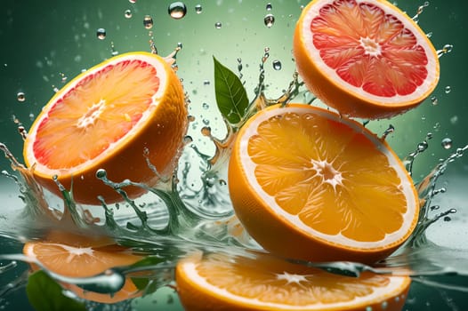 Orange and grapefruit rings as background .AI generated image.