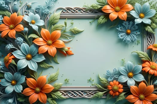 Bouquet of colorful bright flowers, isolated on a blue background.