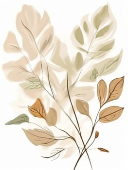 Leaves in natural colors. AI generated