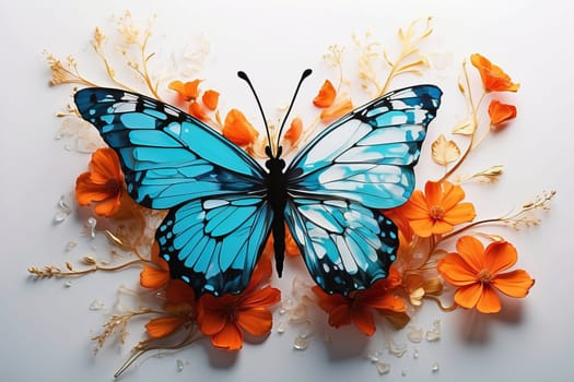 Butterfly painted in watercolor. AI generated