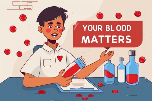 Flat illustrator for banner blood donation..