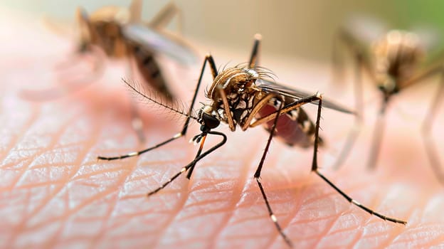 Mosquito bites skin close-up. Selective focus. Nature.