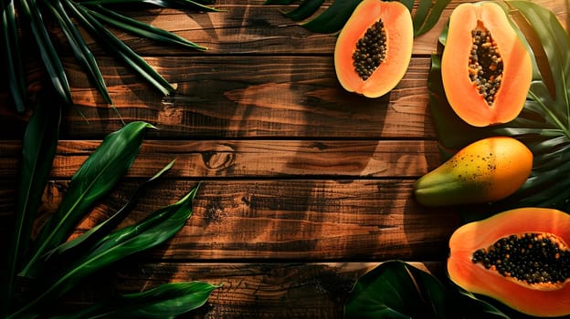 Papaya on a wooden background. Selective focus. Food.