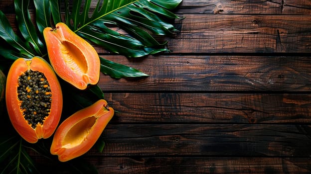 Papaya on a wooden background. Selective focus. Food.