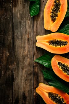 Papaya on a wooden background. Selective focus. Food.