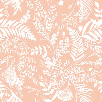 Seamless watercolor pattern with boho style fern branches and leaves drawn for summer clothes textile and surface design