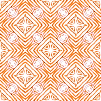 Summer exotic seamless border. Orange elegant boho chic summer design. Exotic seamless pattern. Textile ready positive print, swimwear fabric, wallpaper, wrapping.