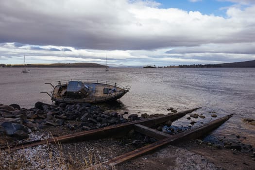 DOVER AUSTRALIA - FEBRUARY 25, 2024: Views of the quaint town of Dover and the Port of Esperance waterfront on the Southern Peninsula in Huon Valley, Tasmania, Australia