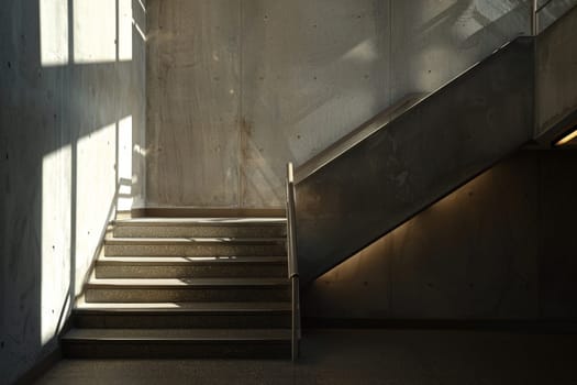 Lighting effects of staircases in public buildings, abstract simple stairs.