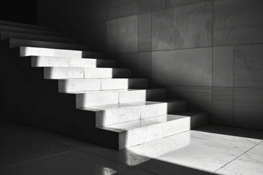 Lighting effects of staircases in public buildings, abstract simple stairs.