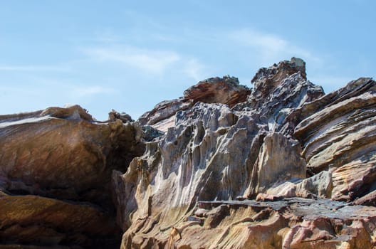 Rocks and stone beach Similan Islands with famous Sail Rock, Phang Nga Thailand nature landscape.