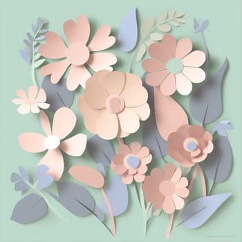 Illustration On Paper Showcases Quilling Flowers In Pastel Colors