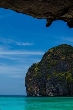 Maya Bay - Beautiful beach in Phi Phi Island - Thailand, March 2024.