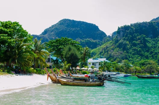 Maya Bay - Beautiful beach in Phi Phi Island - Thailand, March 2024.