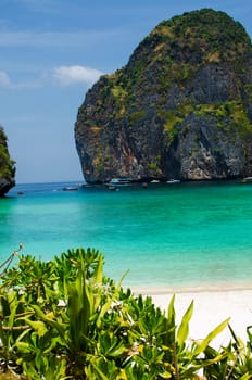 Maya Bay - Beautiful beach in Phi Phi Island - Thailand, March 2024.