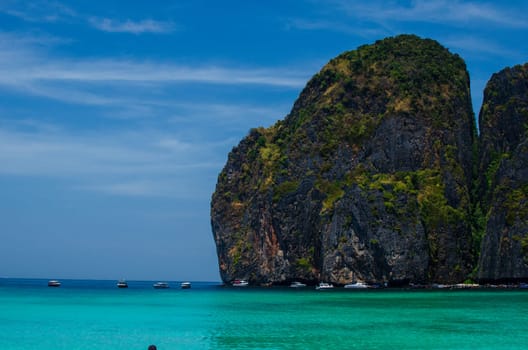 Maya Bay - Beautiful beach in Phi Phi Island - Thailand, March 2024.