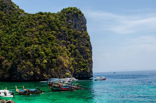 Maya Bay - Beautiful beach in Phi Phi Island - Thailand, March 2024.