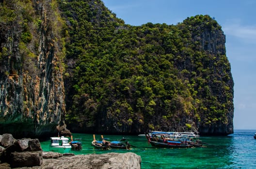 Maya Bay - Beautiful beach in Phi Phi Island - Thailand, March 2024.