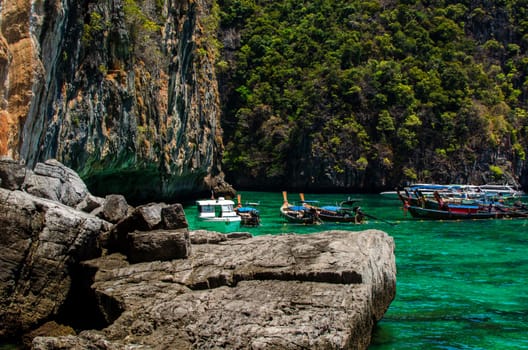 Maya Bay - Beautiful beach in Phi Phi Island - Thailand, March 2024.