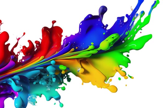 ai generated splash from paint in rainbow colors on white background