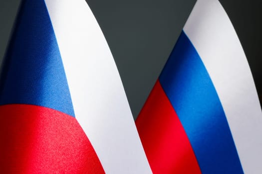 Flags of the Czech Republic and Russia as symbol of diplomacy.