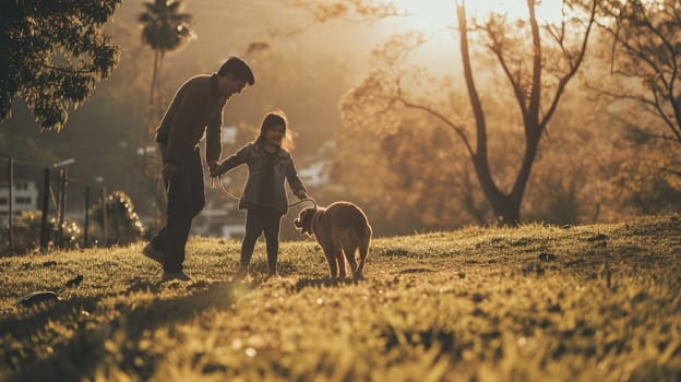 playful dog and its owner in nature outdoor , healthy lifestyle pragma