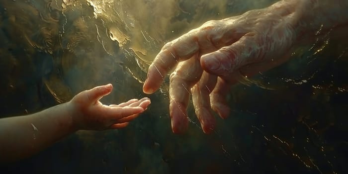 hand of man and child,God's help. High quality photo