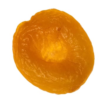 Dried apricot on isolated background, top view