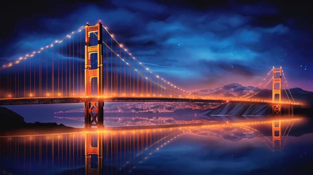 The iconic Golden Gate Bridge is a stunning sight, especially at night. The lights reflecting off the water create a magical scene, perfect for photography enthusiasts.