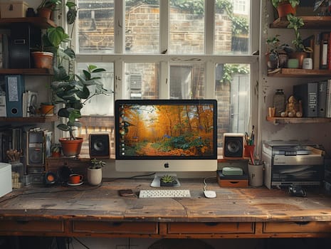 A neatly organized home office workspace, epitomizing productivity and modern work life.