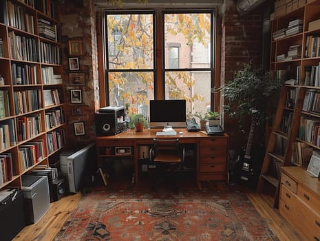 A neatly organized home office workspace, epitomizing productivity and modern work life.