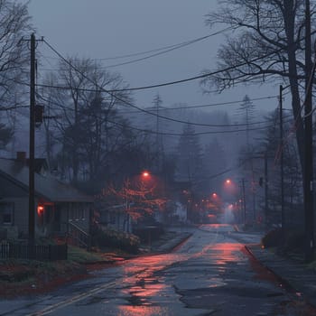 Picturesque depiction of quiet neighborhood street at dawn, symbolizing World Sleep Day.