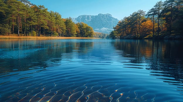 Picturesque lake reflecting clear blue sky on World Water Day.