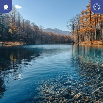 Picturesque lake reflecting clear blue sky on World Water Day.