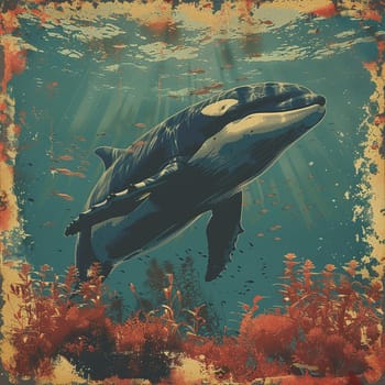 Vintage-style poster advocating for conservation of marine life on World Ocean Day.