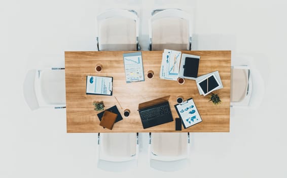 Top view of office meeting room table with nobody. Business concept. uds